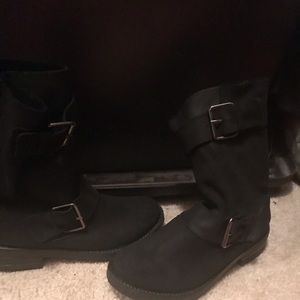 Black suede booties